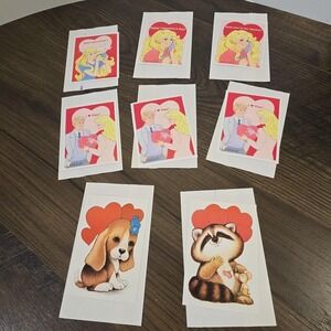 Vintage 1980s Valentine Cards Barbie‎ Animals Lot of 8 Retro Envelopes